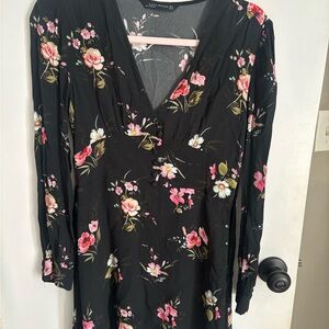 Zara Dress , Black Pink Floral Accents medium